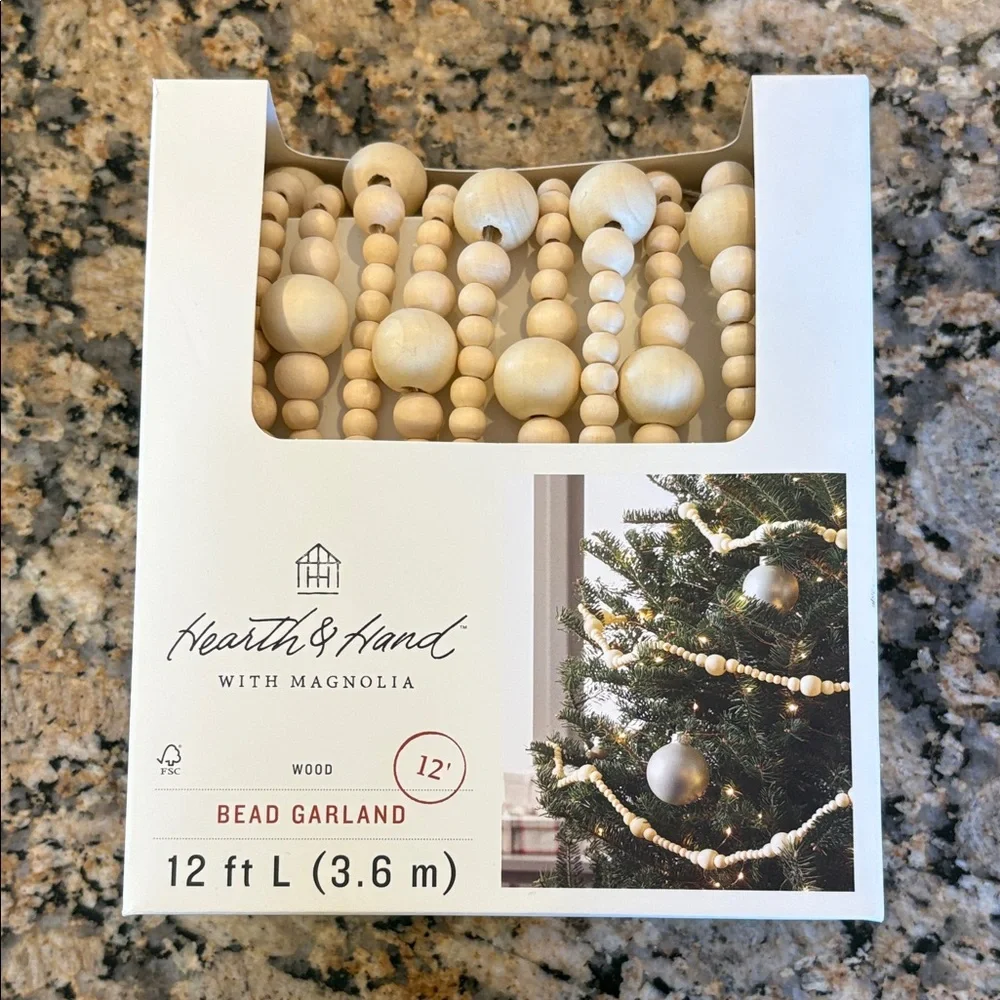 Hearth & Hand Cream Wood Bead Garland
